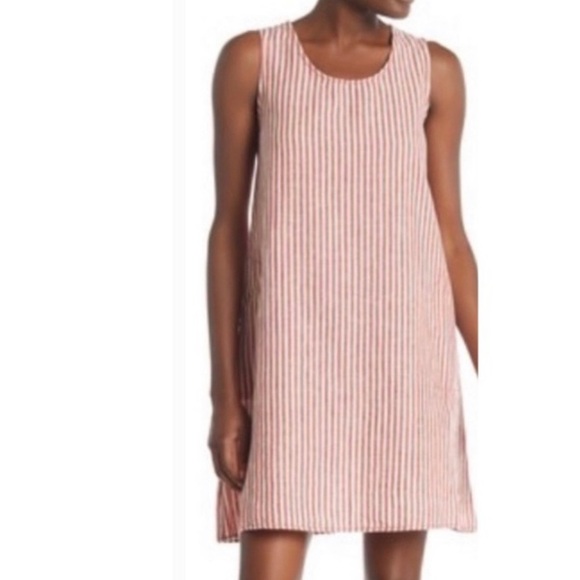 Max Studio Red Striped Linen Blend Shift Dress Size Small - Picture 14 of 14